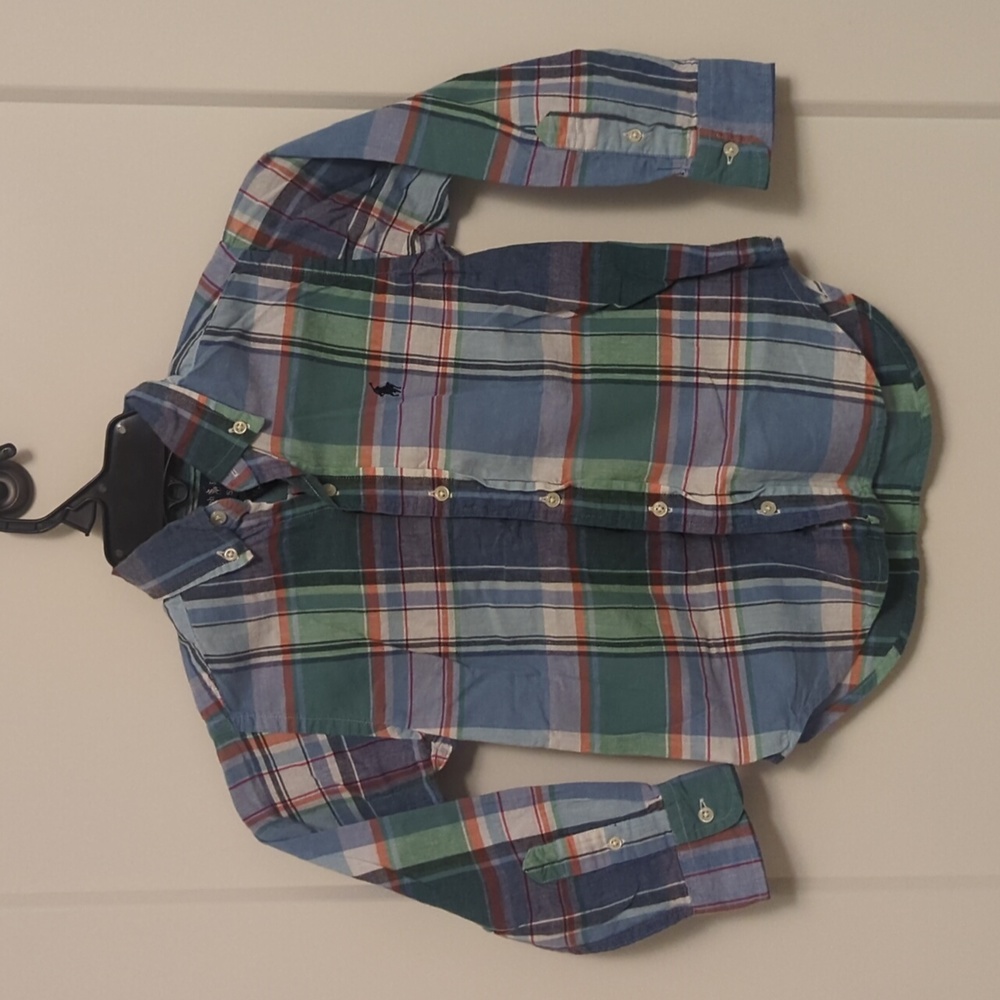 Ralph Lauren boys long sleeve blue, green, and red plaid button down Sz 5